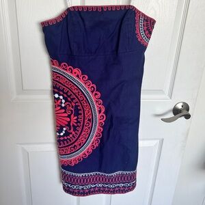 Lilly Pulitzer strapless sundress! Navy blue with coral pink detailing